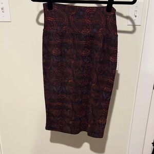 LuLaRoe Red and Blue Paisley Pencil Skirt